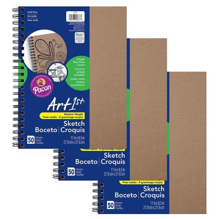 UCREATE Art1st® Sketch Diary, Natural Chipboard Cover, 11 x 8.5, PK3 P4777